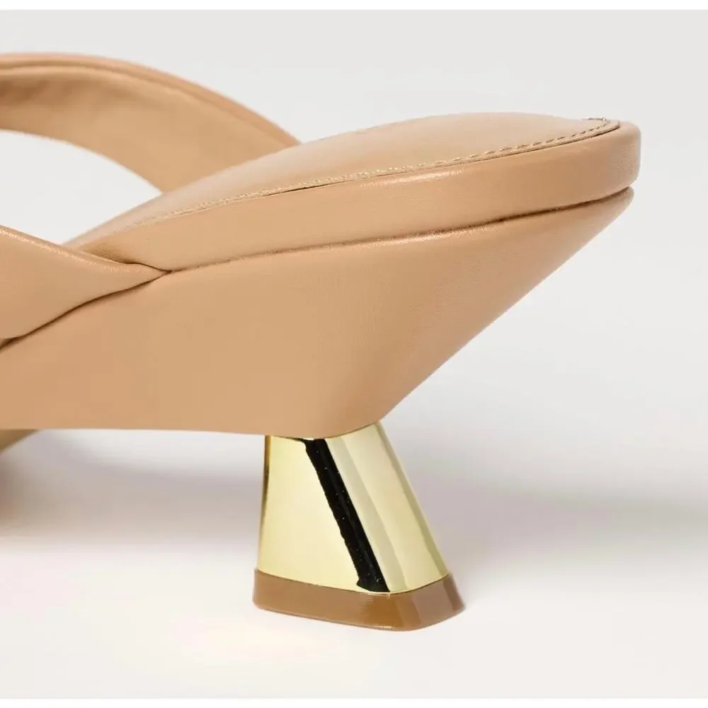The Drop Women's Tan Dakota Thong Sculpted Heel Sandal